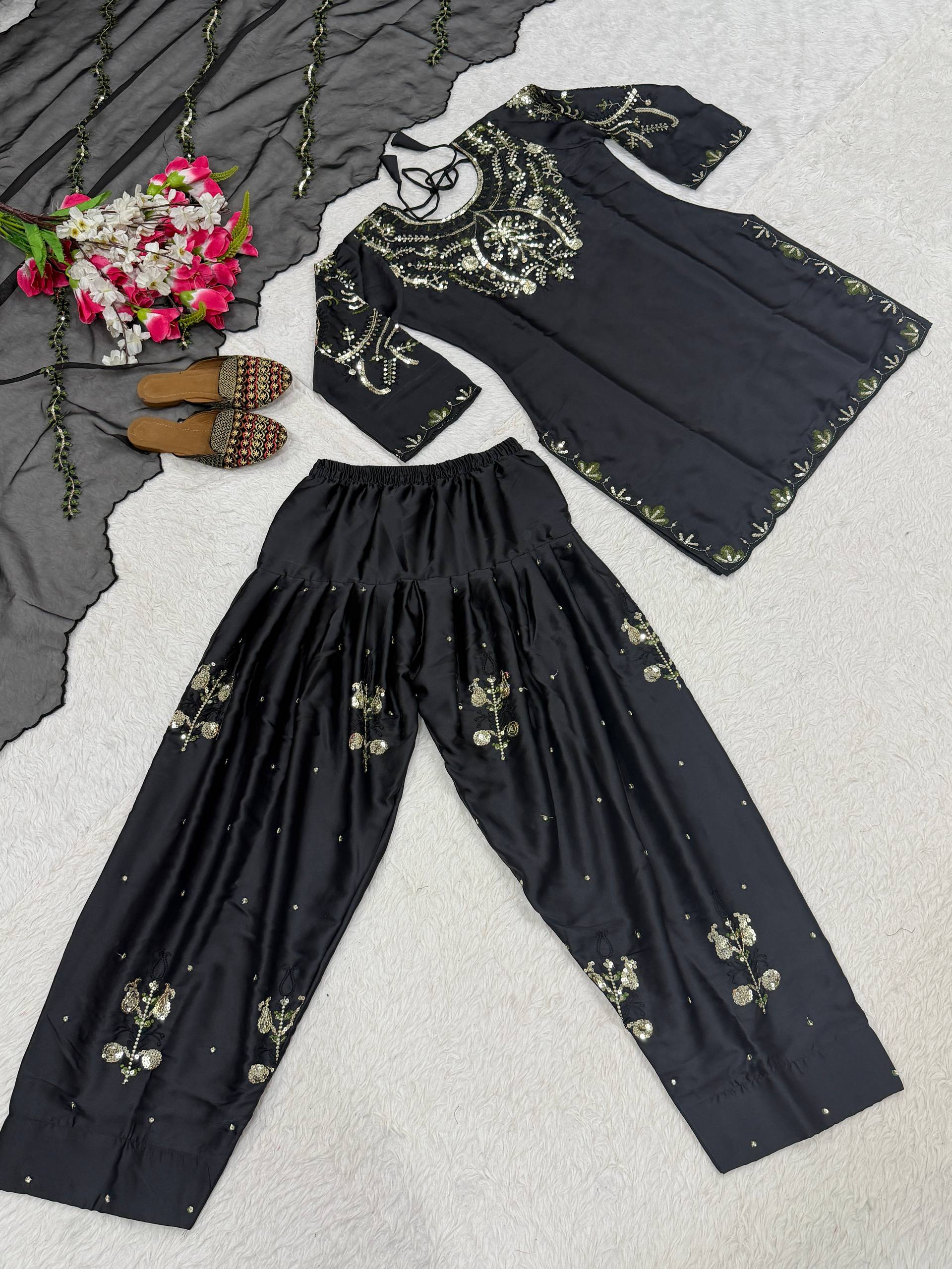 Midnight Oxblood Jewel-Neck Ensemble